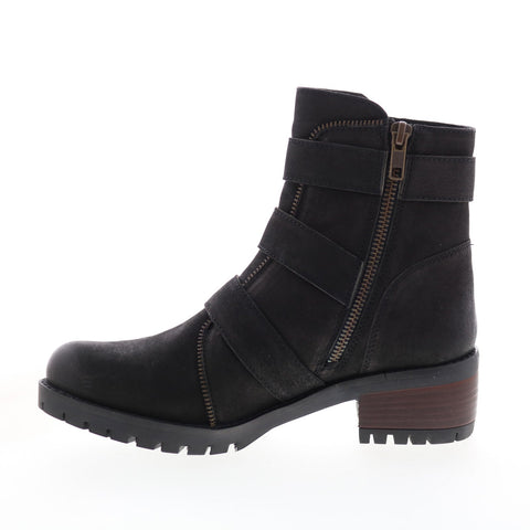 Diba True Roll Around 49750 Womens Black Leather Zipper Ankle & Booties Boots