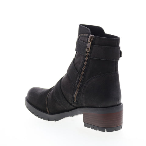 Diba True Roll Around 49750 Womens Black Leather Zipper Ankle & Booties Boots