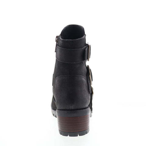 Diba True Roll Around 49750 Womens Black Leather Zipper Ankle & Booties Boots