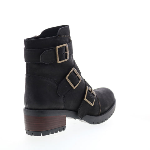 Diba True Roll Around 49750 Womens Black Leather Zipper Ankle & Booties Boots