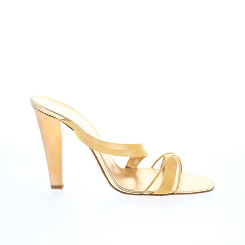 Mario Valentino 49 09 5150 Womens Gold Leather Slip On Pumps Heels Shoes