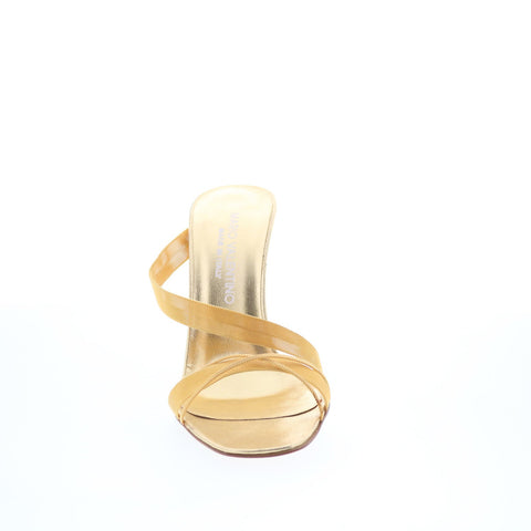 Mario Valentino 49 09 5150 Womens Gold Leather Slip On Pumps Heels Shoes