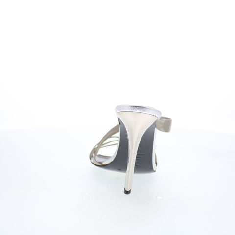 Mario Valentino 49 09 5150 Womens Silver Synthetic Slip On Pumps Heels Shoes