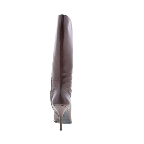 Mario Valentino 4G 07 5385 Womens Brown Leather Zipper Knee High Boots