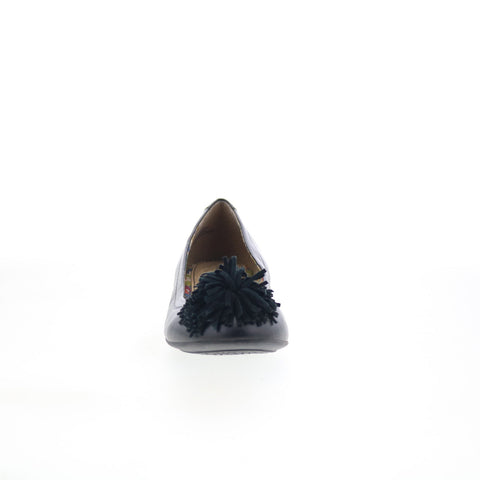 Hush Puppies Swans 505954 Womens Black Leather Slip On Ballet Flats Shoes