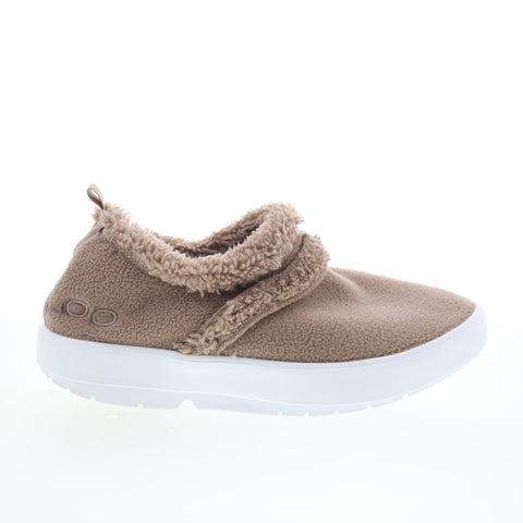 Oofos Oocoozie Low Shoe 5074 Womens Brown Canvas Slip On Loafer Flats Shoes