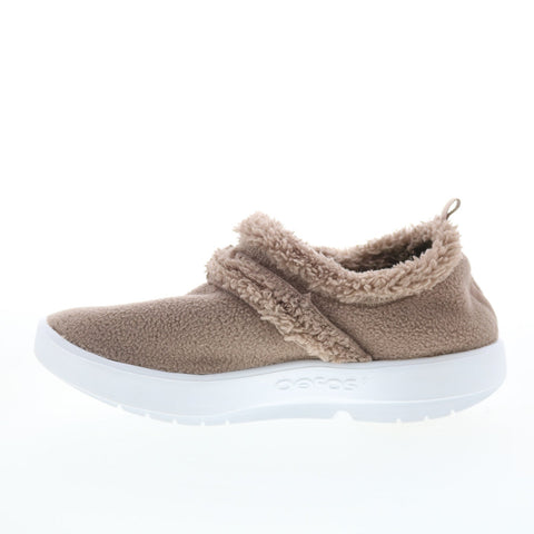 Oofos Oocoozie Low Shoe 5074 Womens Brown Canvas Slip On Loafer Flats Shoes