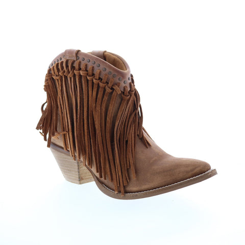 Rawhide 5076 Womens Brown Leather Slip On Western Boots
