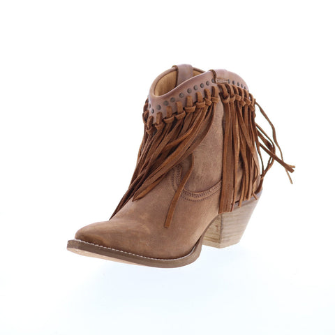 Rawhide 5076 Womens Brown Leather Slip On Western Boots