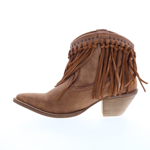 Rawhide 5076 Womens Brown Leather Slip On Western Boots