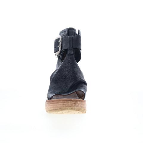 A.S. 98 Naya 528036-303-6002 Womens Black Leather Wedges Sandals Shoes
