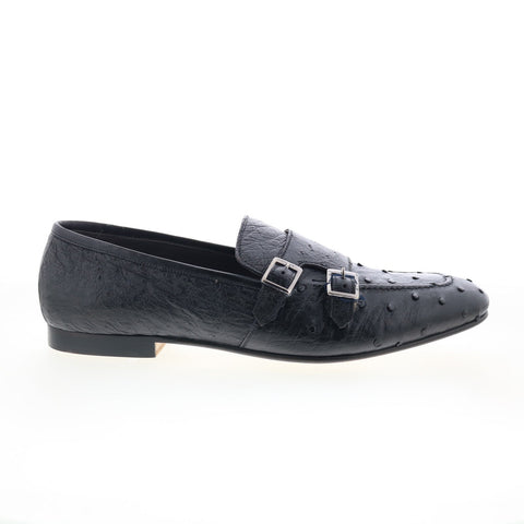 Zelli Italia Gatto Genuine Ostrich Mens Black Loafers & Slip Ons Casual Shoes