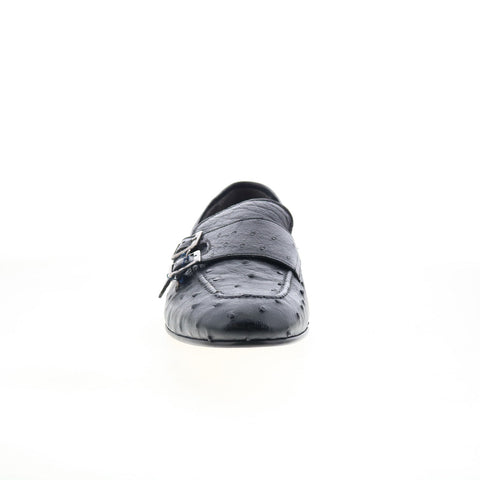 Zelli Italia Gatto Genuine Ostrich Mens Black Loafers & Slip Ons Casual Shoes