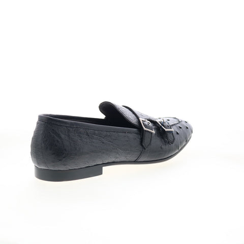 Zelli Italia Gatto Genuine Ostrich Mens Black Loafers & Slip Ons Casual Shoes