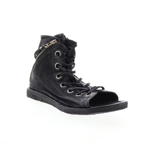 A.S. 98 Rhett 534074-302 Womens Black Leather Strap Sandals Shoes
