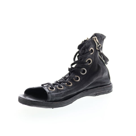 A.S. 98 Rhett 534074-302 Womens Black Leather Strap Sandals Shoes