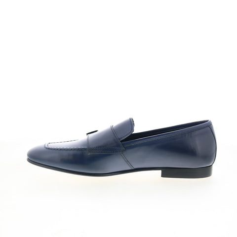 Zelli Italia Gatto 55-510 Mens Blue Leather Loafers & Slip Ons Casual Shoes