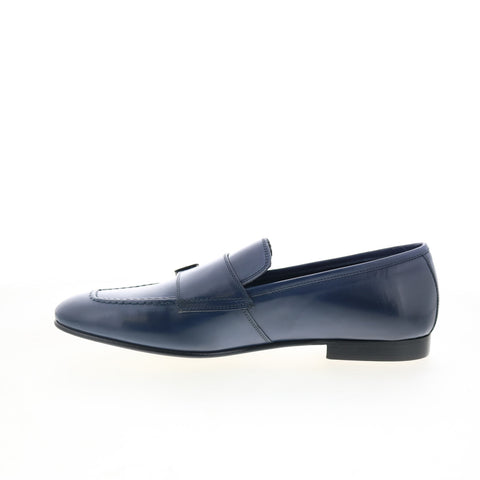 Zelli Italia Gatto Calfskin Mens Blue Loafers & Slip Ons Casual Shoes