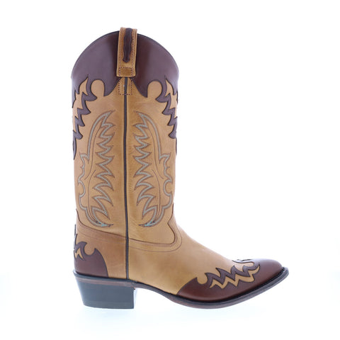 Jama Old West 5505 Mens Brown Wide Leather Cowboy Western Boots