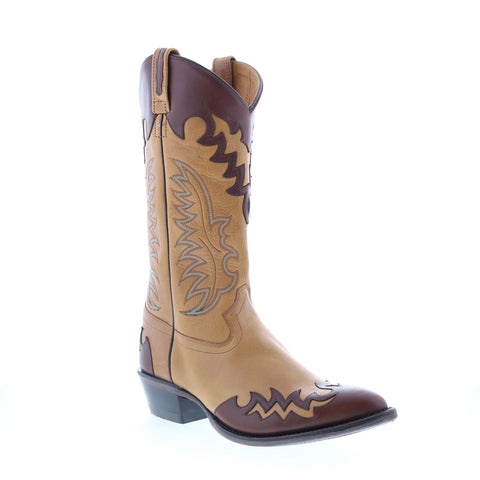 Jama Old West 5505 Mens Brown Wide Leather Cowboy Western Boots