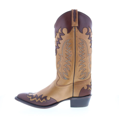Jama Old West 5505 Mens Brown Wide Leather Cowboy Western Boots