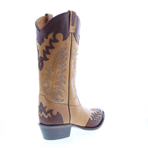 Jama Old West 5505 Mens Brown Wide Leather Cowboy Western Boots