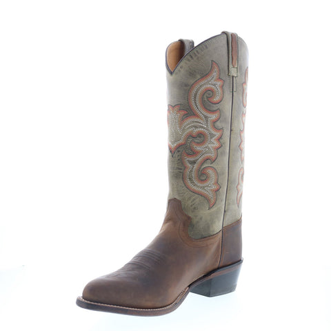 Jama Old West 5506 Mens Brown Leather Slip On Cowboy Western Boots