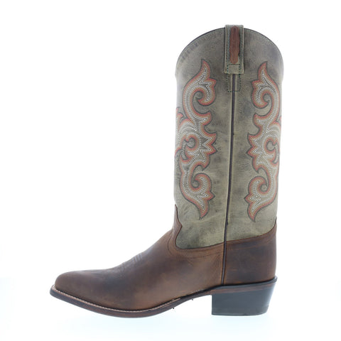 Jama Old West 5506 Mens Brown Leather Slip On Cowboy Western Boots