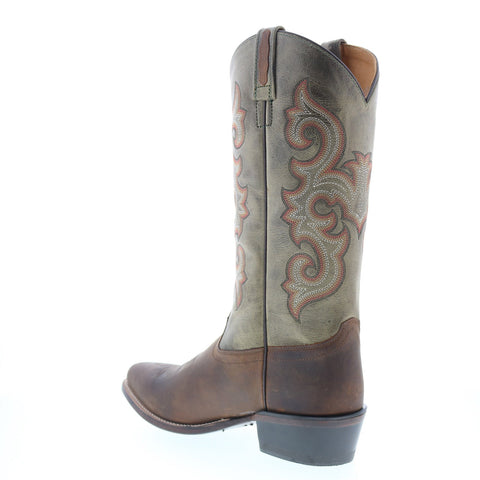 Jama Old West 5506 Mens Brown Leather Slip On Cowboy Western Boots