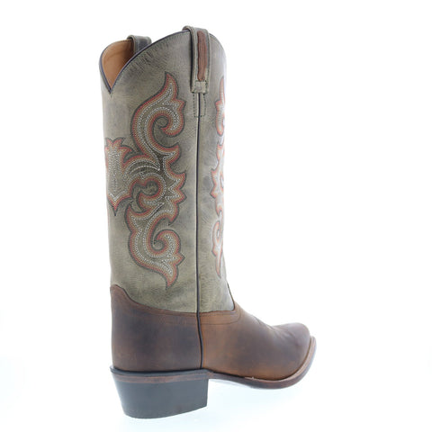 Jama Old West 5506 Mens Brown Leather Slip On Cowboy Western Boots