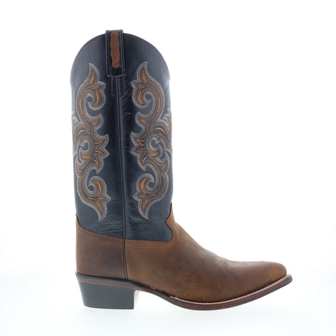 Jama Old West 5507 Mens Brown Leather Slip On Cowboy Western Boots