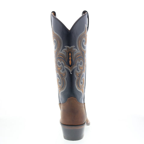 Jama Old West 5507 Mens Brown Leather Slip On Cowboy Western Boots