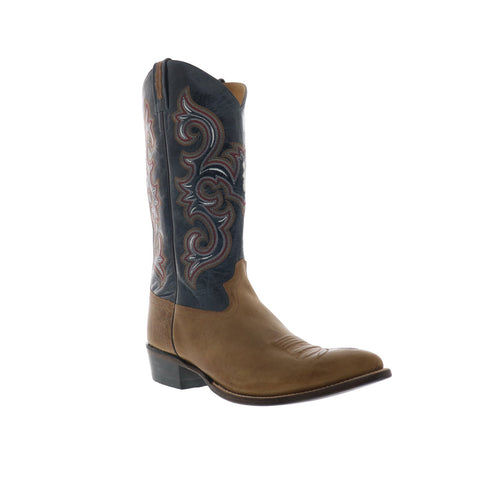 Jama Old West 5508 Mens Brown Wide Leather Slip On Cowboy Western Boots