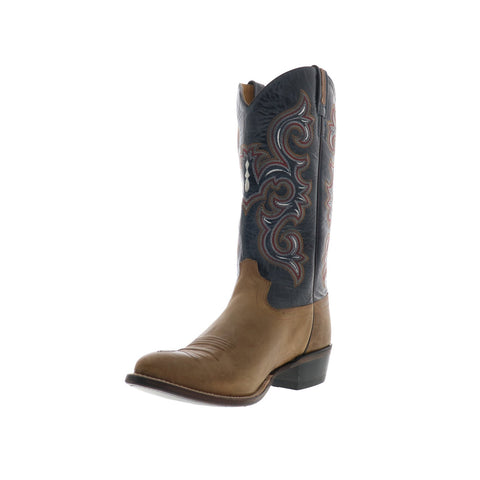 Jama Old West 5508 Mens Brown Wide Leather Slip On Cowboy Western Boots