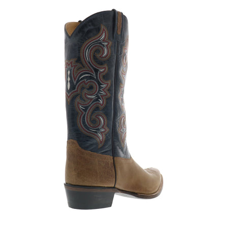 Jama Old West 5508 Mens Brown Wide Leather Slip On Cowboy Western Boots