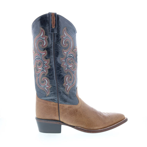 Jama Old West 5508 Mens Brown Leather Slip On Cowboy Western Boots