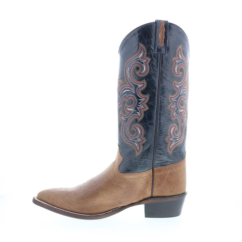 Jama Old West 5508 Mens Brown Leather Slip On Cowboy Western Boots