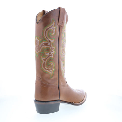 Jama Old West 5509 Mens Brown Leather Slip On Cowboy Western Boots