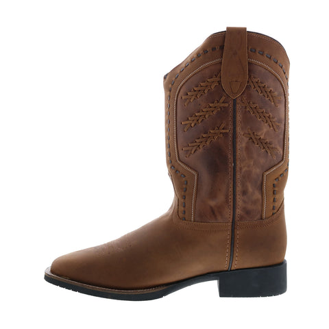 Rawhide 5509 Mens Brown Leather Slip On Cowboy Western Boots