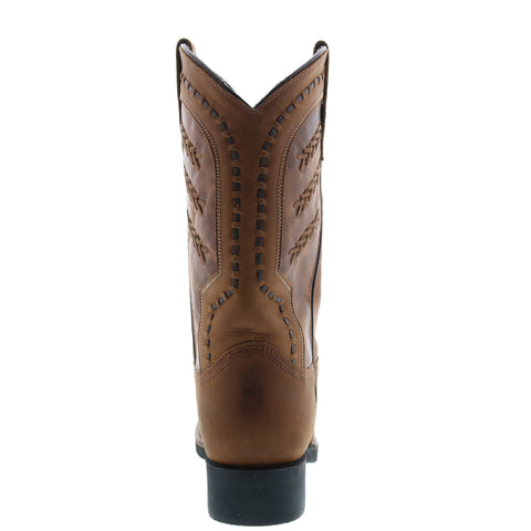 Rawhide 5509 Mens Brown Leather Slip On Cowboy Western Boots