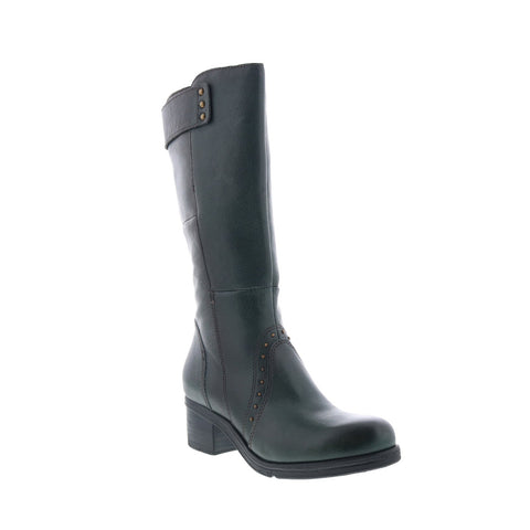 Miz Mooz Sharen Womens Green Leather Zipper Knee High Boots