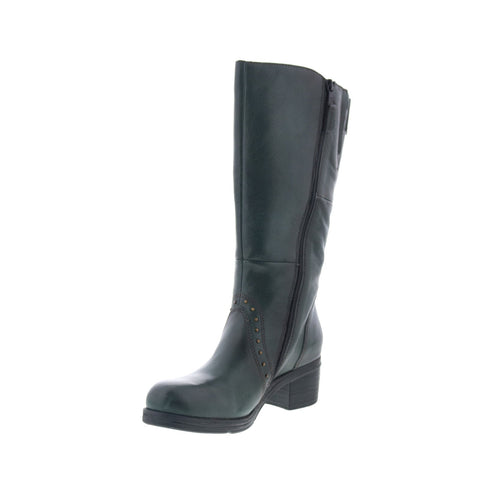 Miz Mooz Sharen Womens Green Leather Zipper Knee High Boots