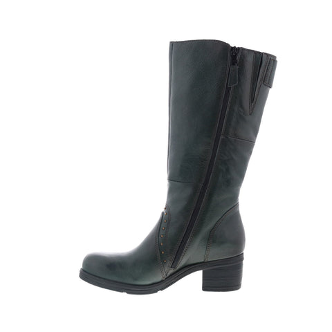 Miz Mooz Sharen Womens Green Leather Zipper Knee High Boots