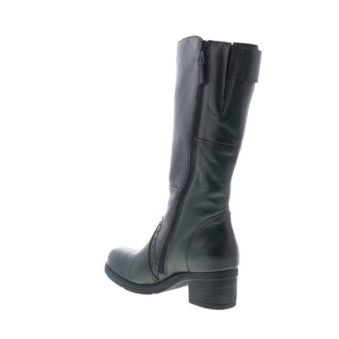 Miz Mooz Sharen Womens Green Leather Zipper Knee High Boots