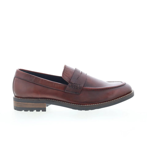 T.B. Phelps 5719-9-100 Mens Red Leather Loafers & Slip Ons Penny Shoes