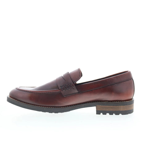 T.B. Phelps 5719-9-100 Mens Red Leather Loafers & Slip Ons Penny Shoes