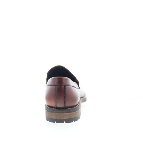 T.B. Phelps 5719-9-100 Mens Red Leather Loafers & Slip Ons Penny Shoes