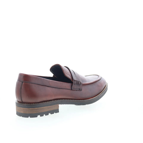 T.B. Phelps 5719-9-100 Mens Red Leather Loafers & Slip Ons Penny Shoes