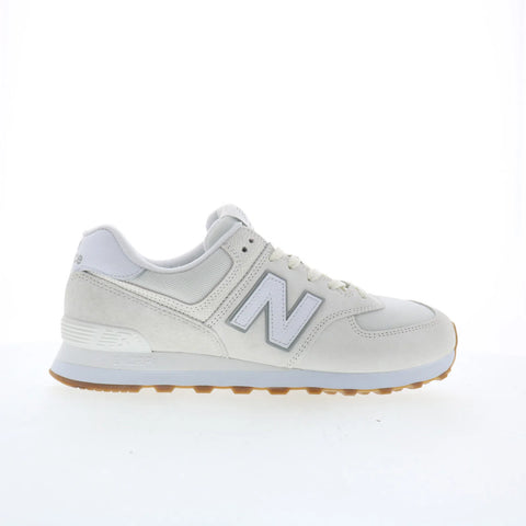 New Balance 574 U574RAD Mens White Suede Lace Up Lifestyle Sneakers Shoes