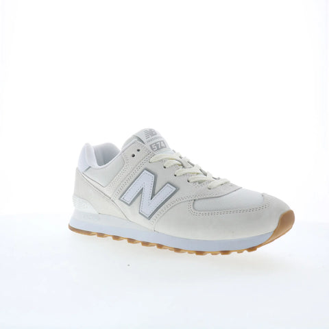 New Balance 574 U574RAD Mens White Suede Lace Up Lifestyle Sneakers Shoes